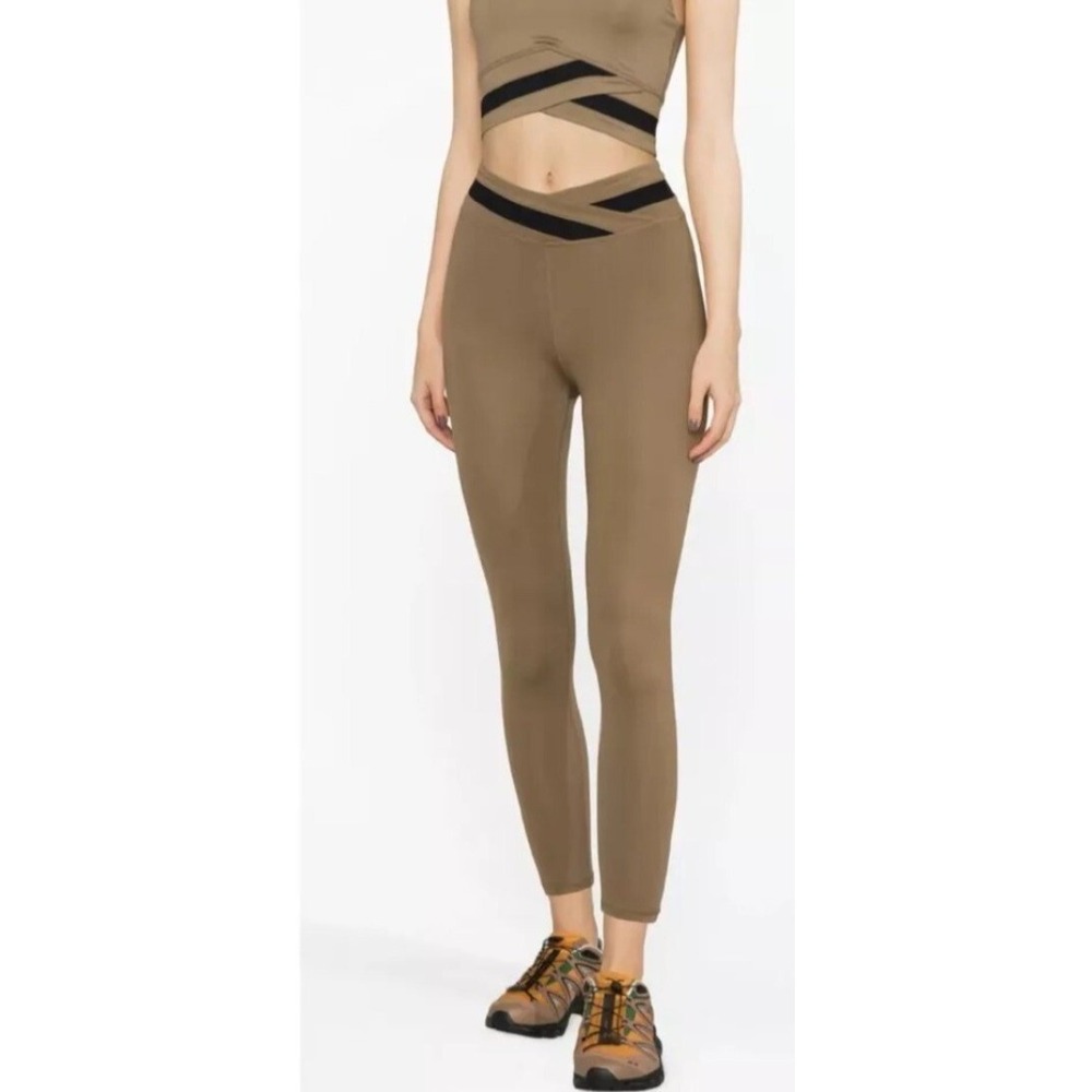 Sweaty Betty All Day Wrap Waist 7/8 Leggings Brown Black Size 6 SB837178 $88